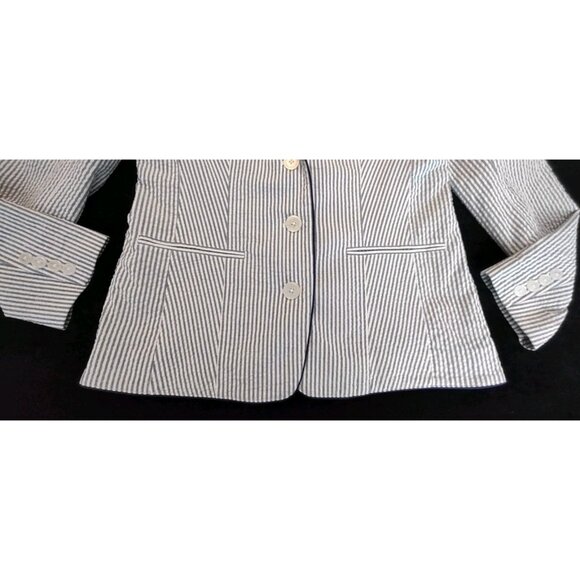 Isaac Mizrahi LIve! Sport Suit Jacket Blue White Button Core Size 8 - Picture 2 of 10